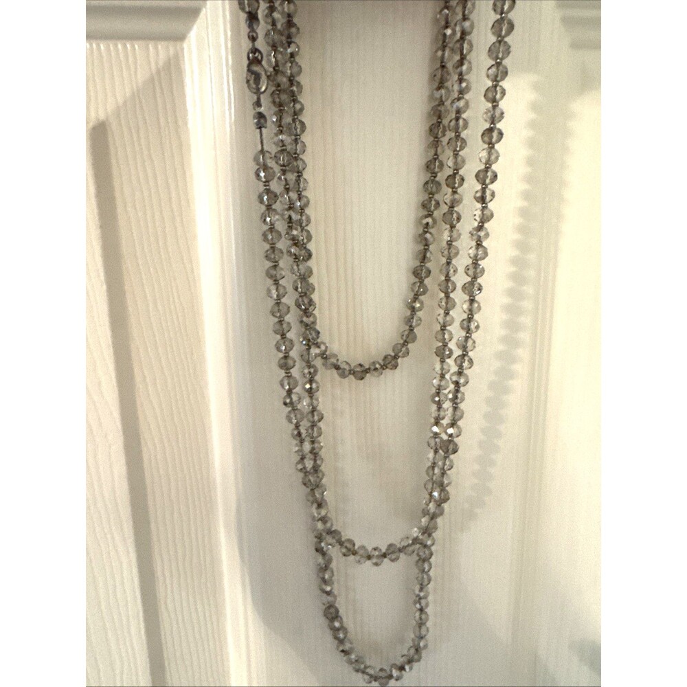 ONE STRAND FACETED SMOKEY CRYSTALS, Multi Layer,  ANN TAYLOR LOFT 60" LONG